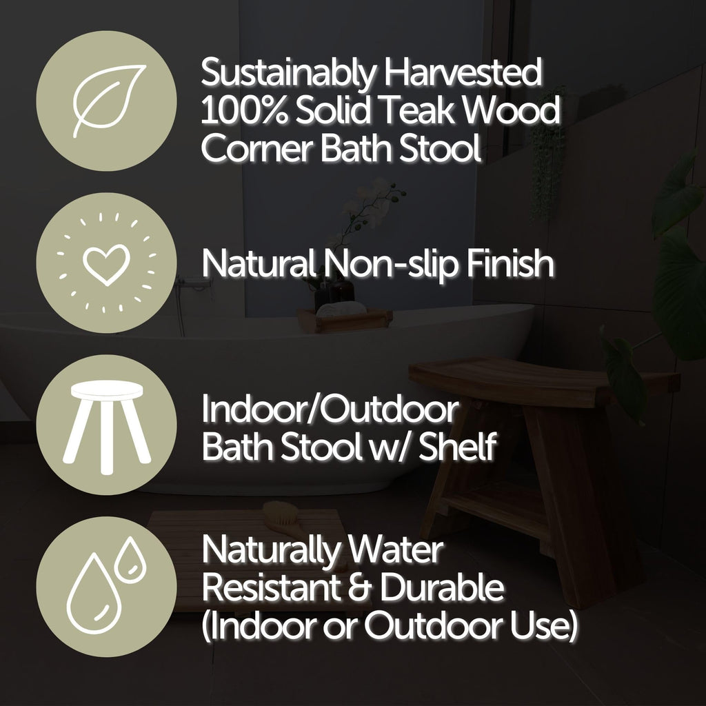 Teak Wood Shower and Bath Stool E583843