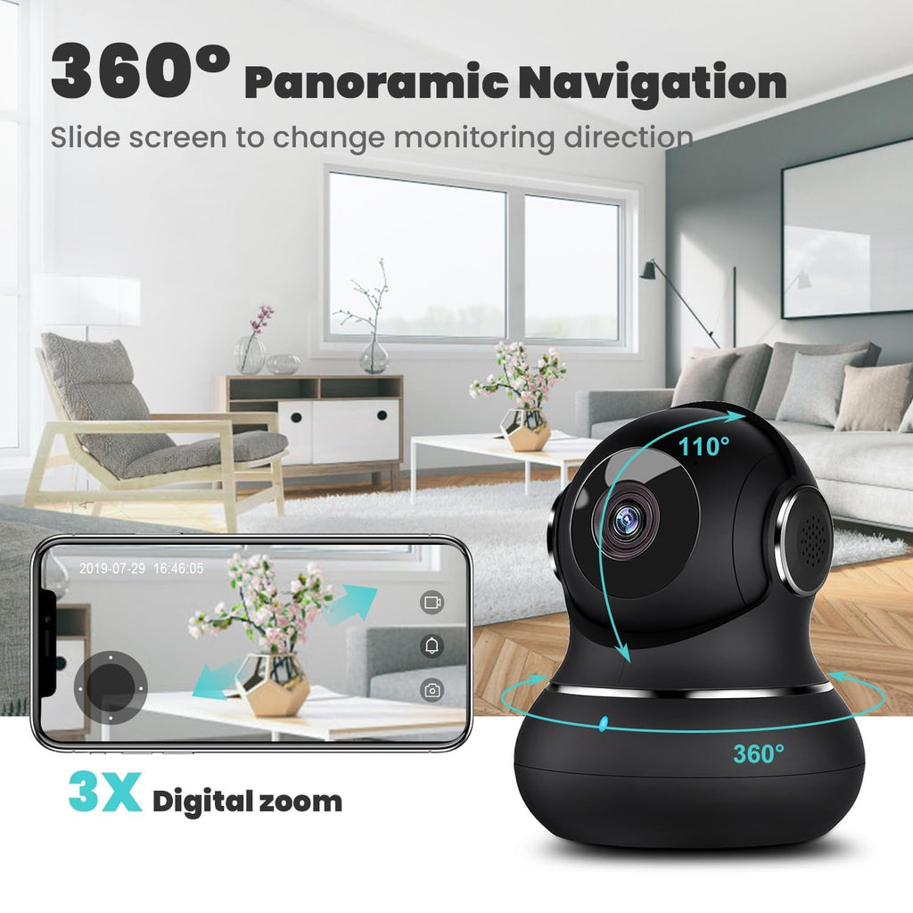 2K Indoor Security Camera with Motion Detection Night Vision Y998679