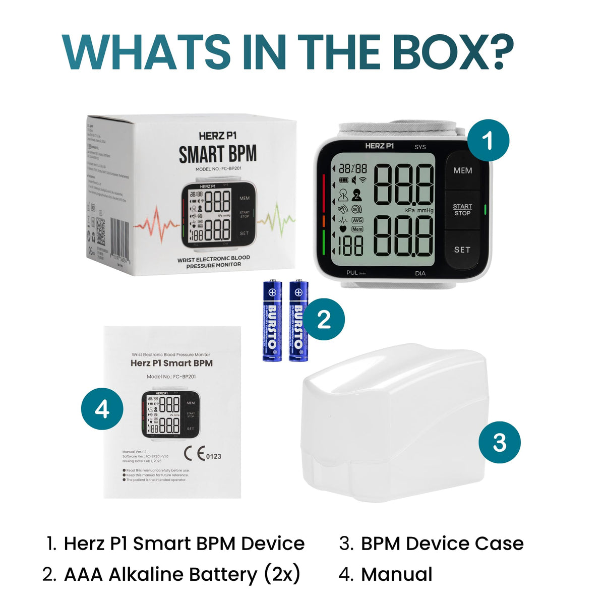 Wrist Blood Pressure Monitor with Large LCD Display and Adjustable Cuff P344