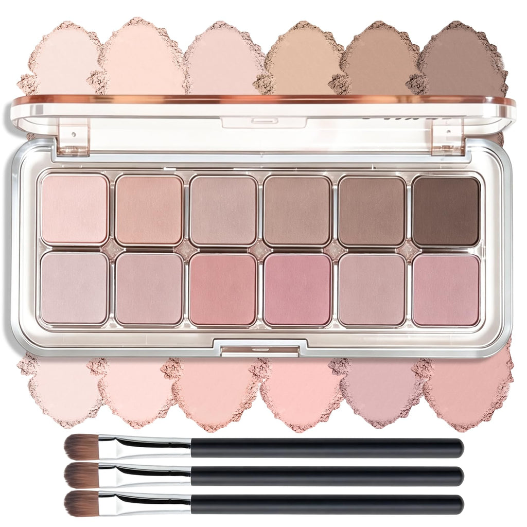 Mauve Pink Grey Brown Matte Eyeshadow Palette with Brush Q7417