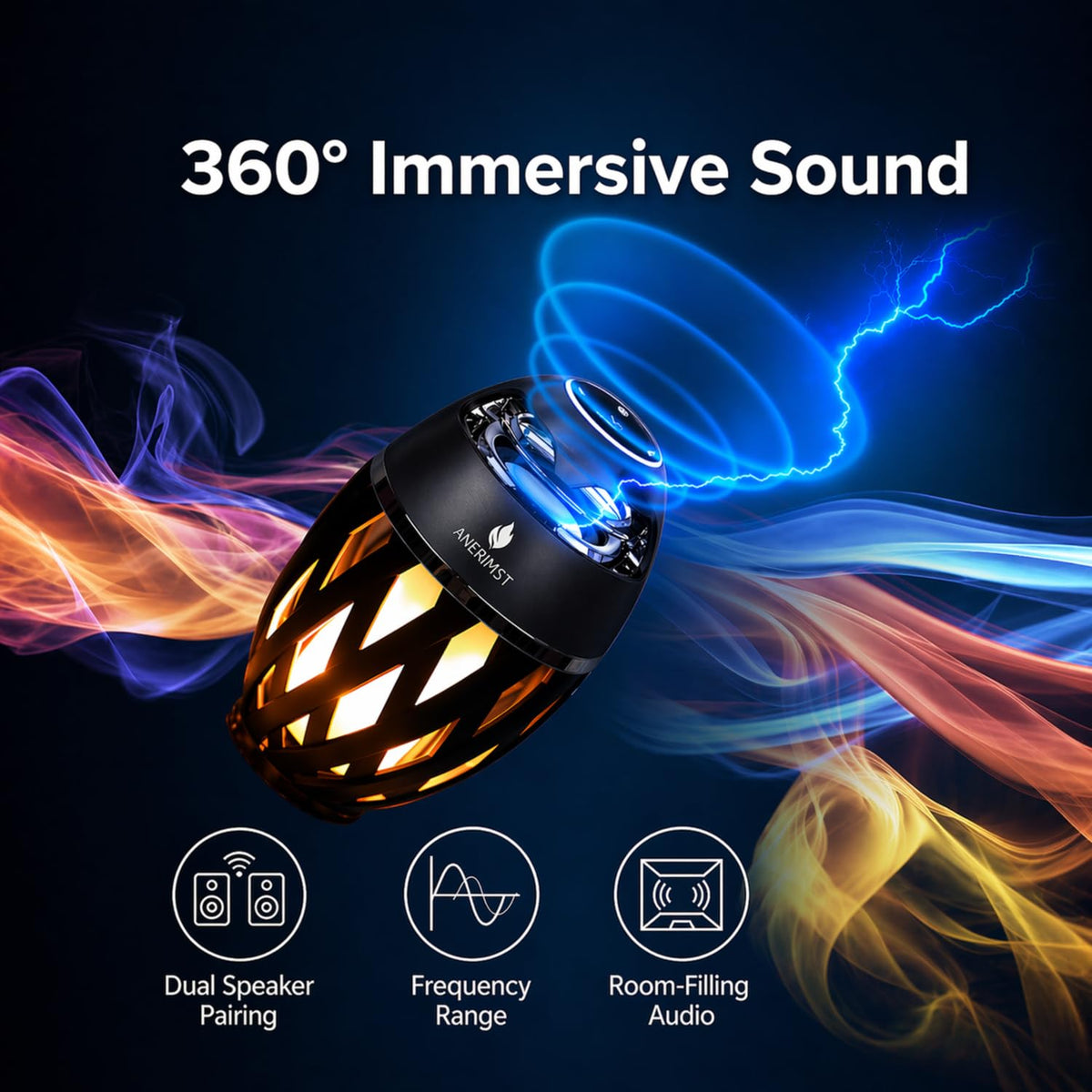 Black 2 Pack Waterproof Bluetooth Speaker with LED Torch Light B320379