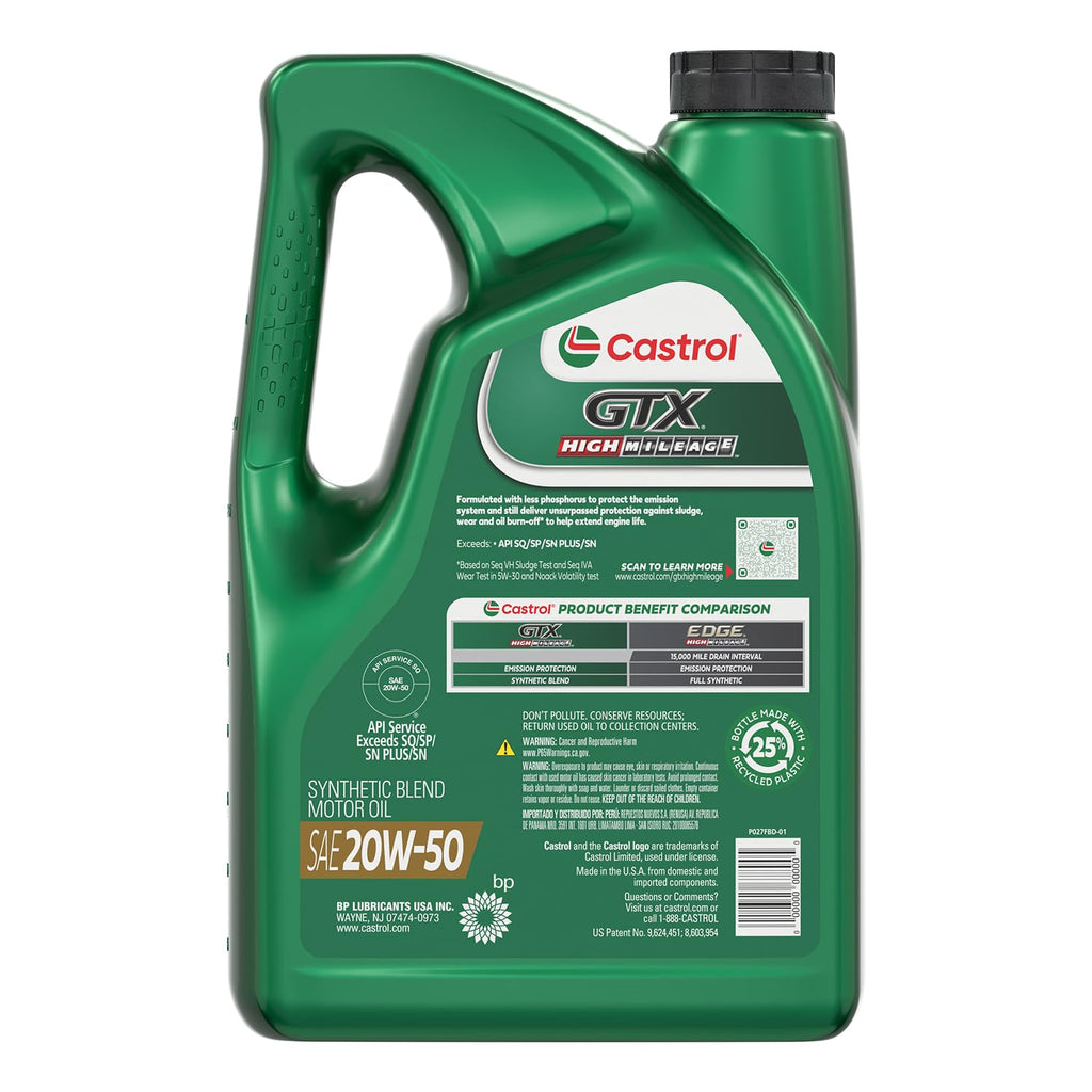 20W-50 Synthetic Blend Motor Oil, 5 Quarts V2711