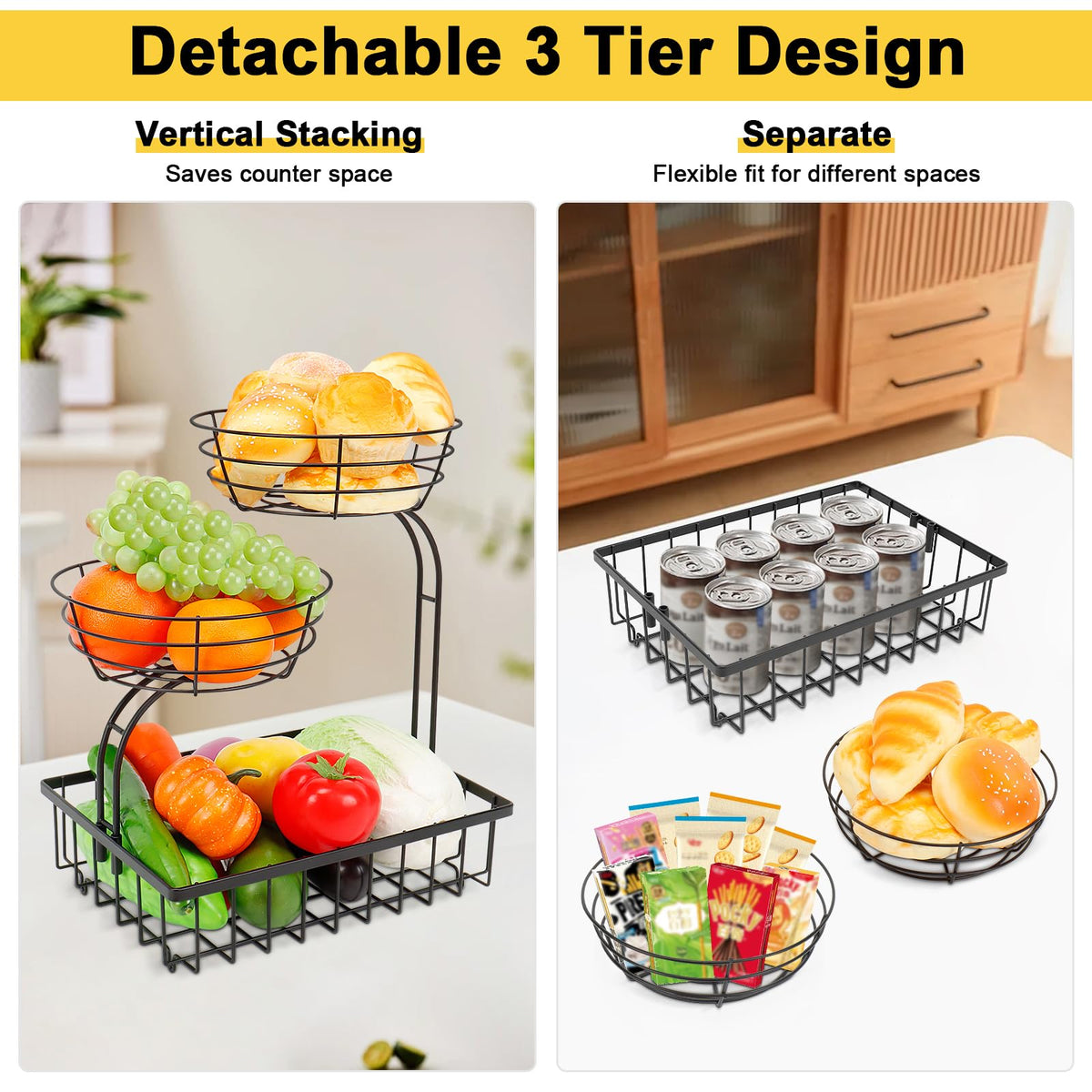 3 Tier Metal Fruit Vegetable Basket F542916