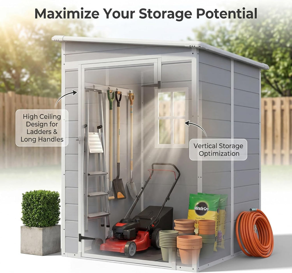 5 x 4 FT Plastic Outdoor Storage Shed with Floor B85428