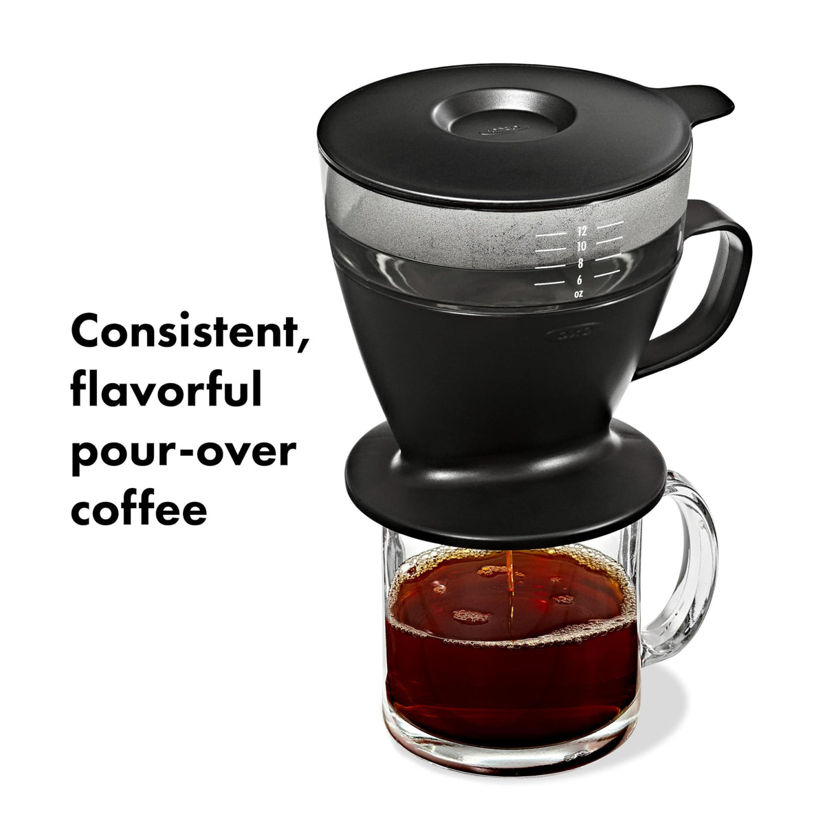 Single Serve Pour-Over Coffee Maker 12 oz Matte Black D40238