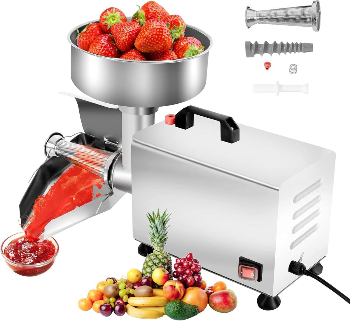 450W Electric Tomato Strainer with Funnel and Trough O840