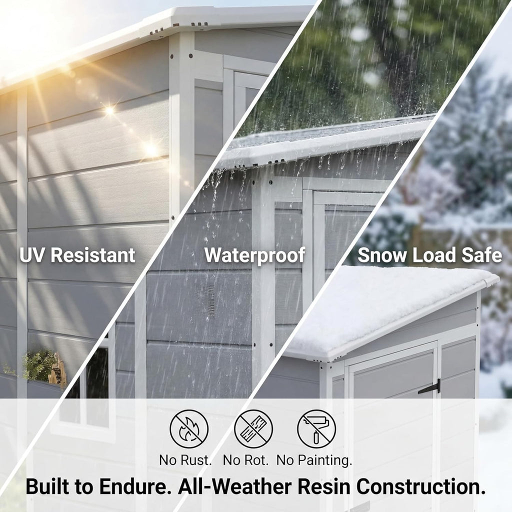 5 x 4 FT Plastic Outdoor Storage Shed with Floor B85428