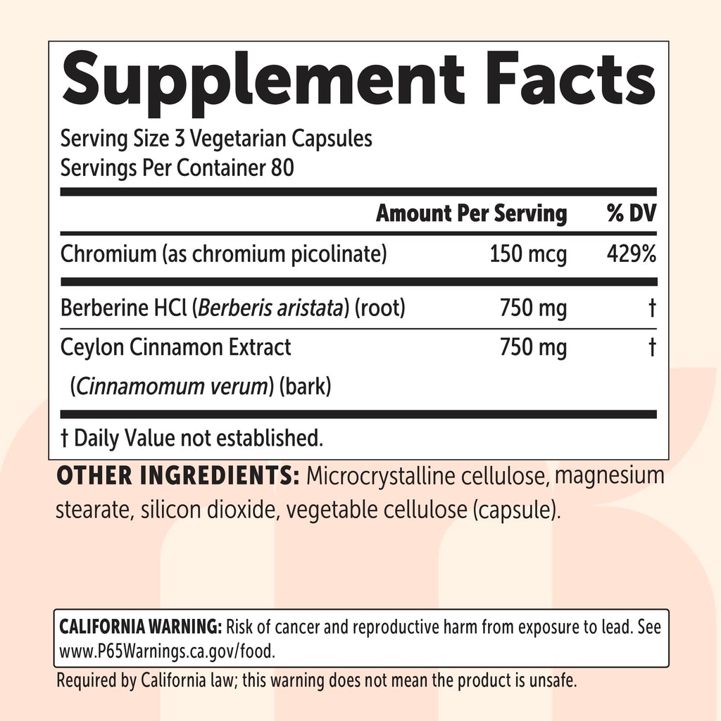 Berberine HCl with Ceylon Cinnamon 1,500 mg 240 Vegetarian Capsules X213952