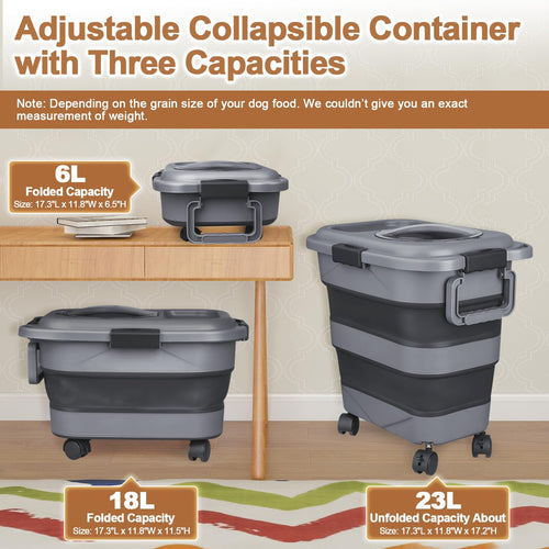 2 Pack 25 lbs Airtight Collapsible Dog Food Storage Container with Wheels V995