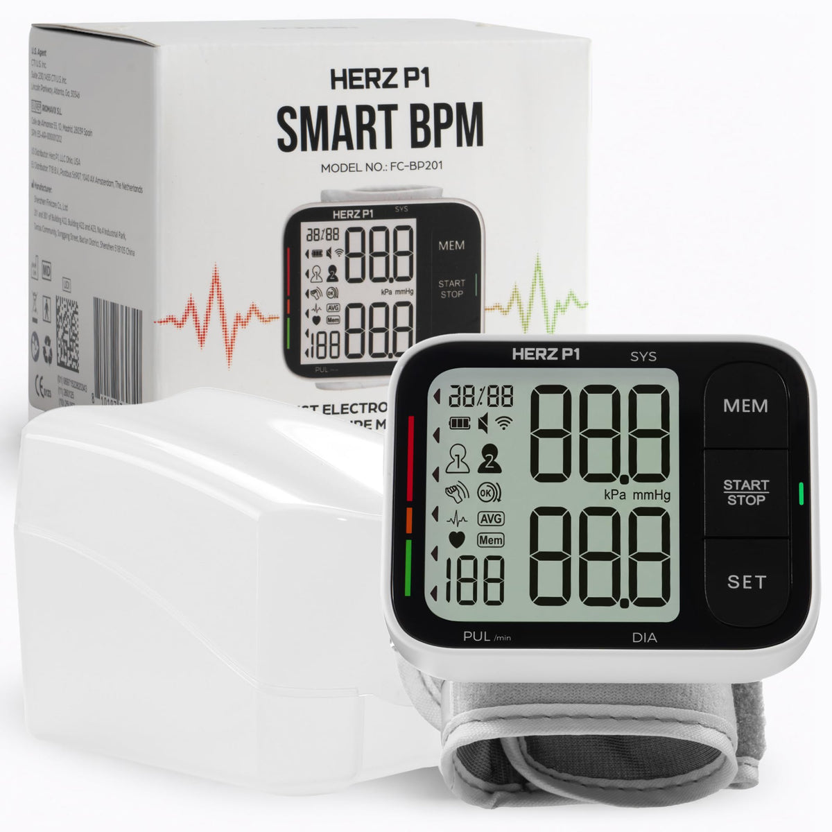 Wrist Blood Pressure Monitor with Large LCD Display and Adjustable Cuff P344