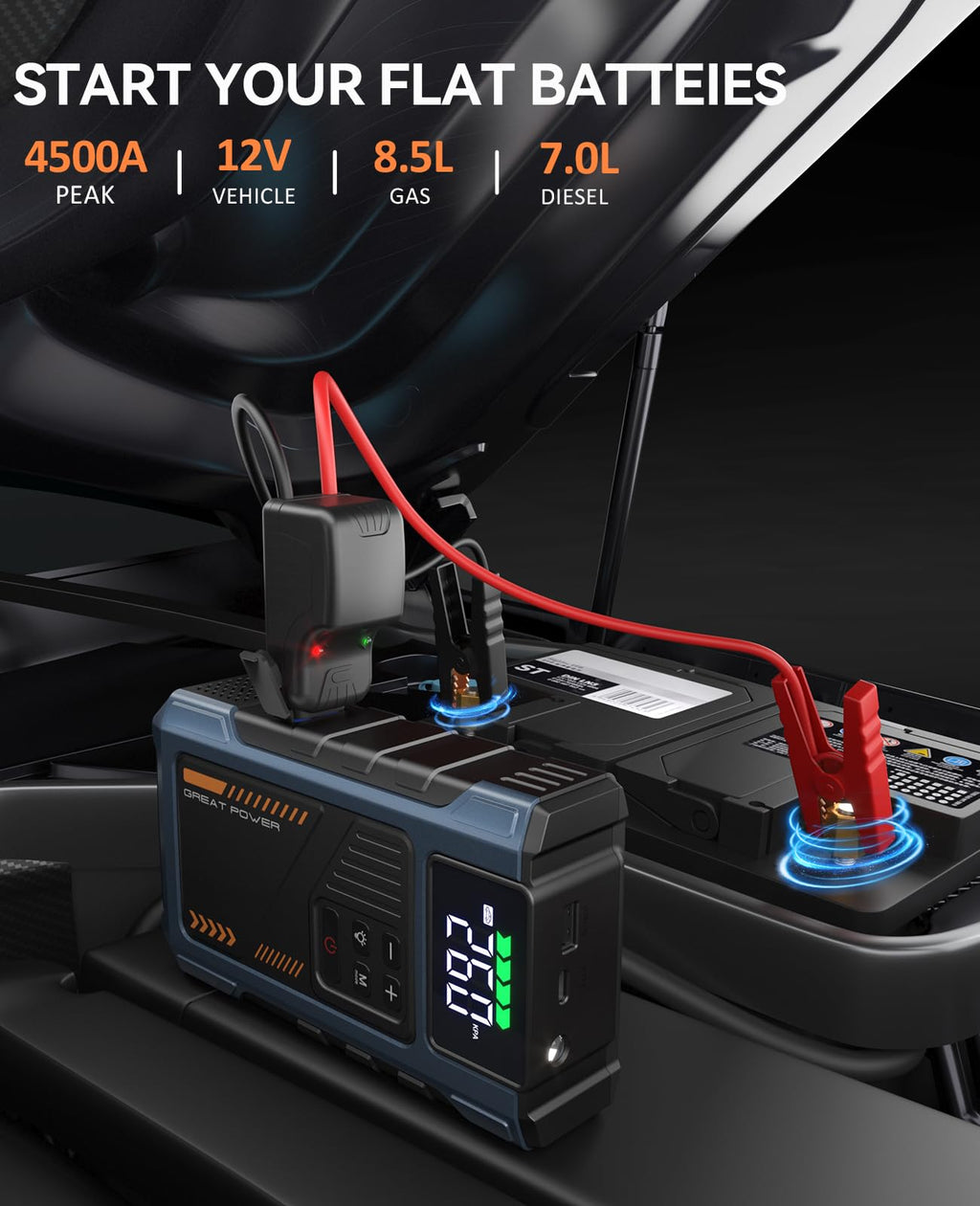 4500A 12V Jump Starter with Air Compressor 150PSI B329