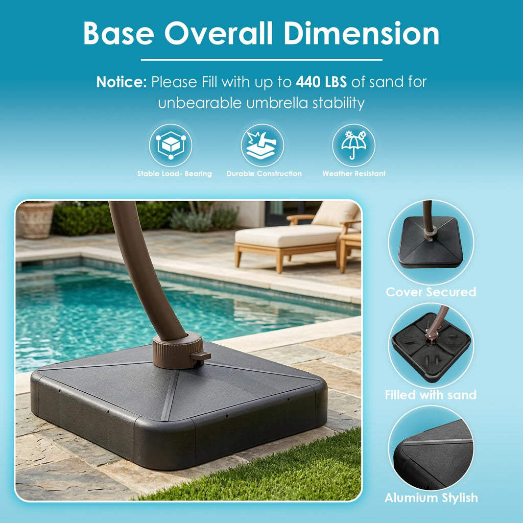 11-FT Patio Offset Cantilever Umbrella with Base I5975