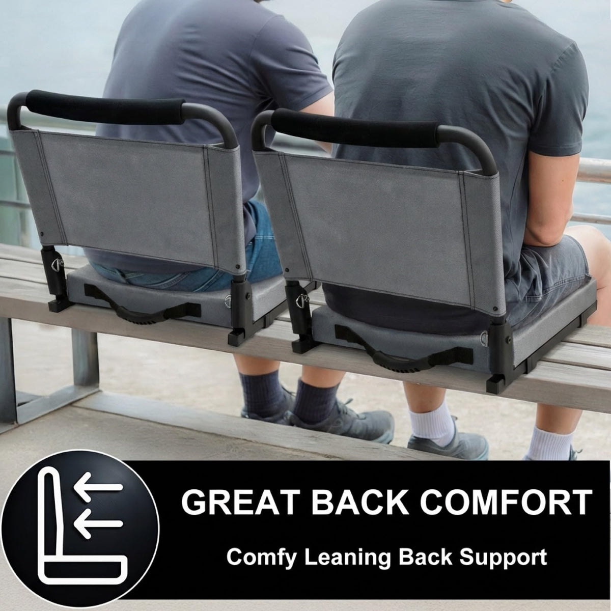 Folding Bleacher Seat with Back Support, Cushion and Shoulder Strap M9682