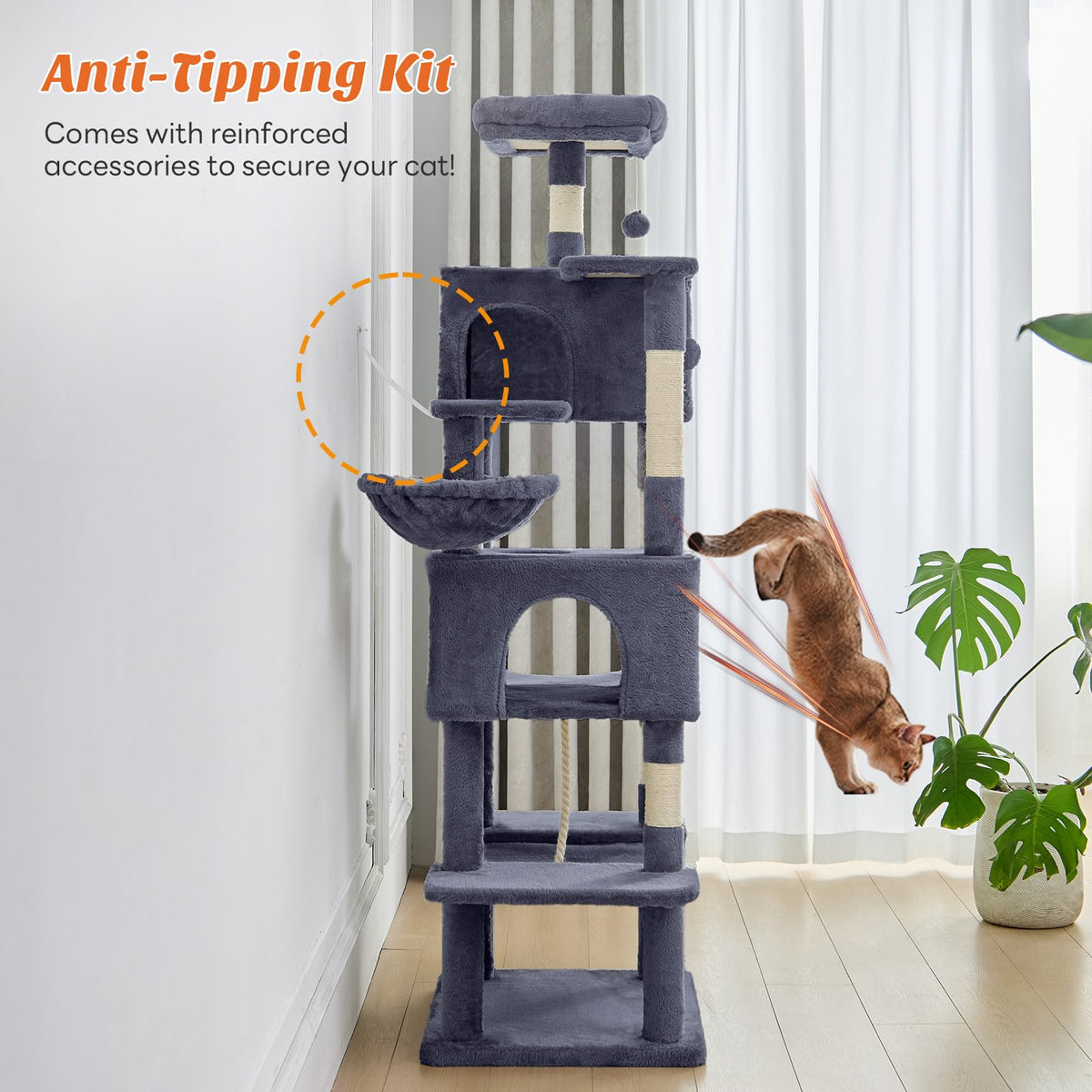 66 Inch Cat Tree Tower with Scratching Posts A623