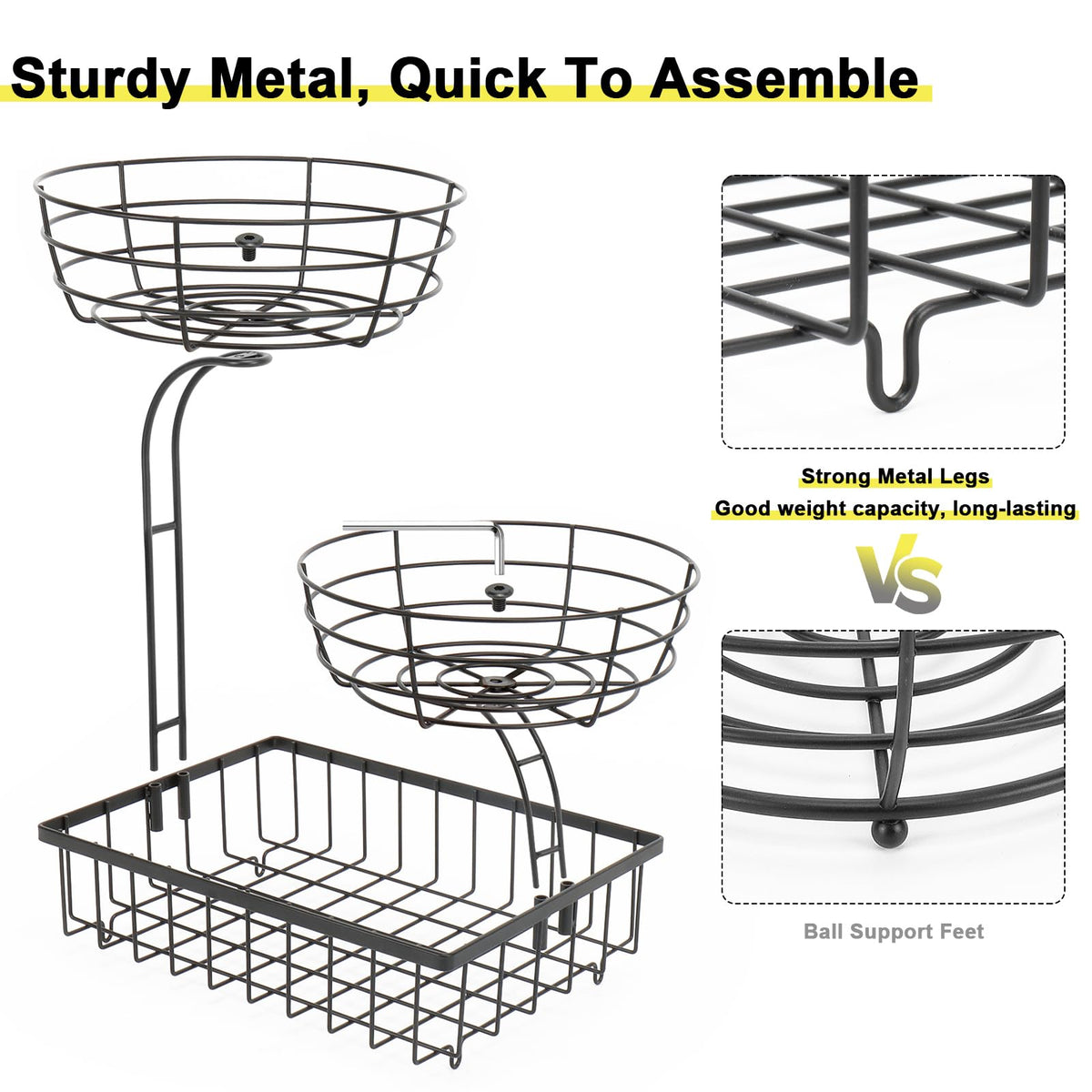3 Tier Metal Fruit Vegetable Basket F542916
