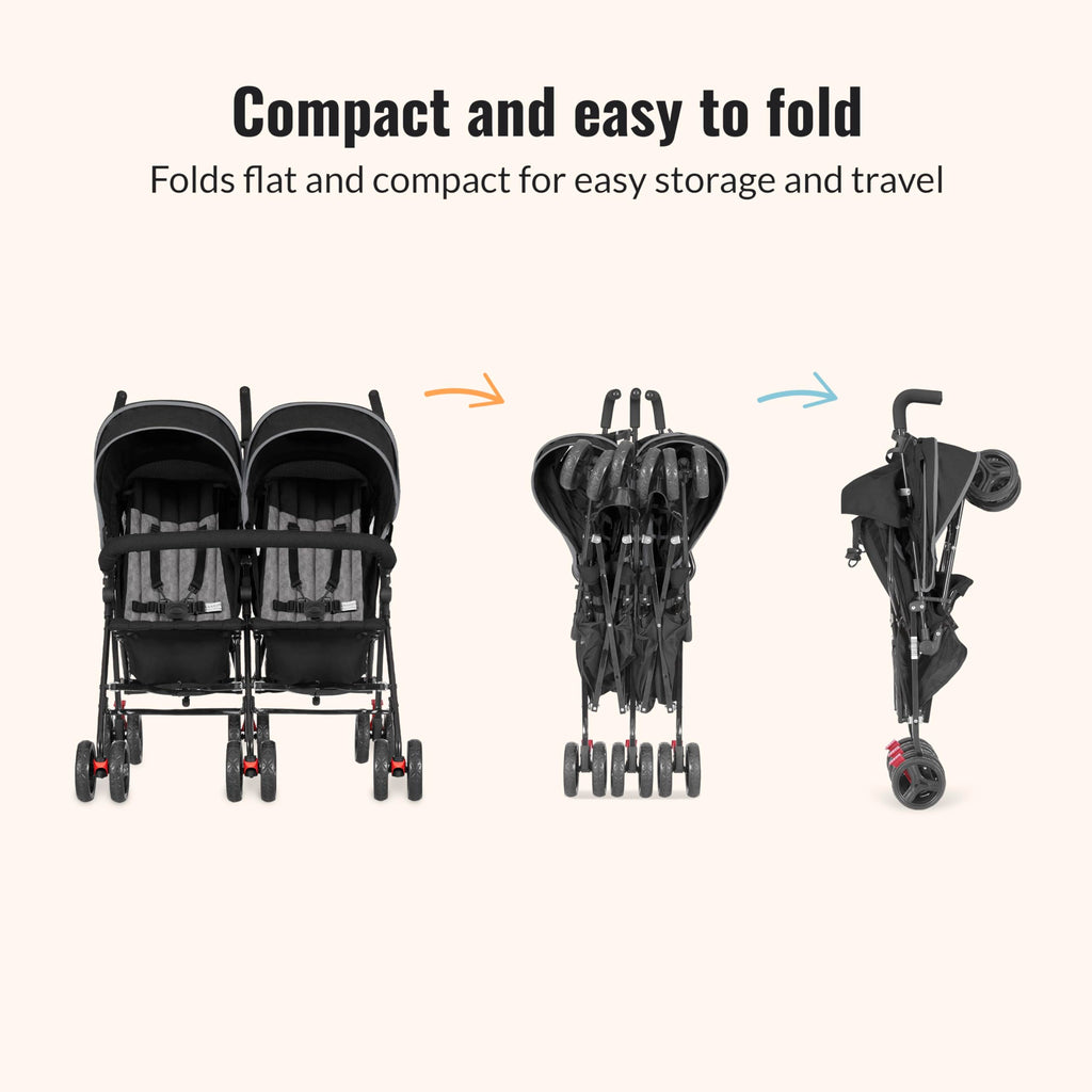 Black Twin Umbrella Toddler Stroller V989