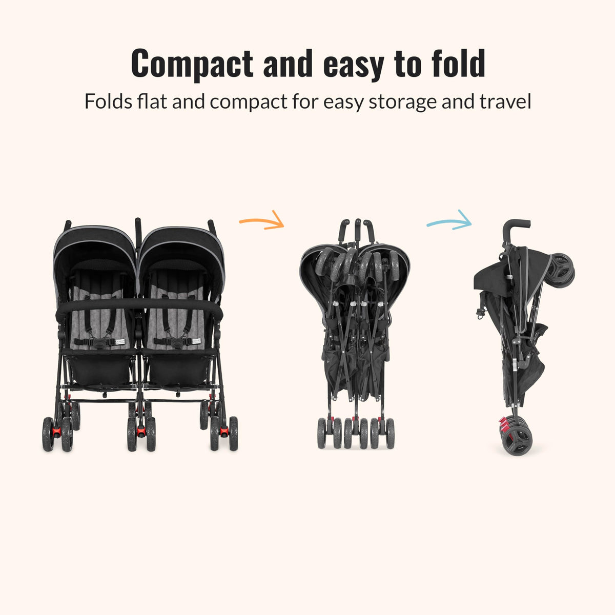 Black Twin Umbrella Toddler Stroller V989