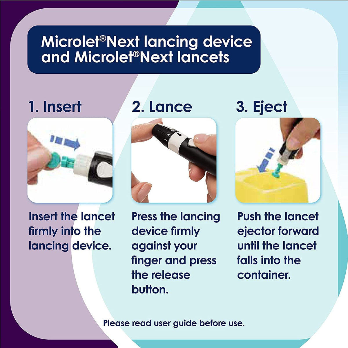 Colored Lancets 100 Each Pack of 2 with Lancing Device C771264