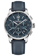 Men's Quartz Chronograph Watch, 100M Water Resistant Stainless Steel, Sapphire Glass, Nylon Strap E169