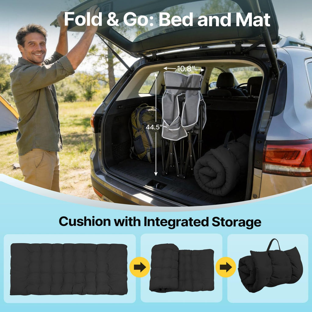 XXL Camping Cot with Mattress, Pillow & Carry Bag Z329