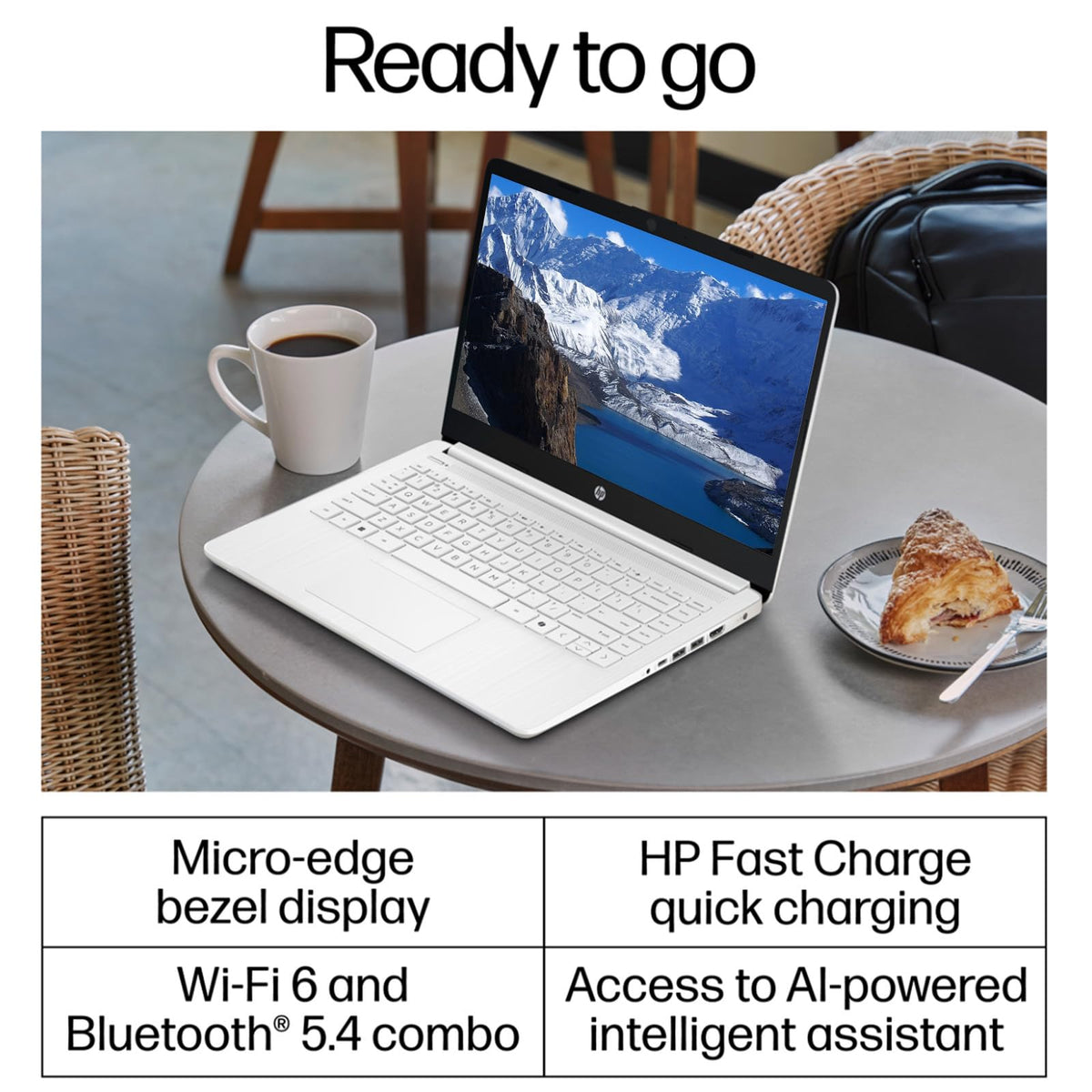 14 Inch Laptop, Intel Celeron N4500, 4GB RAM, 128GB Storage, Windows 11 S, Snowflake White M897