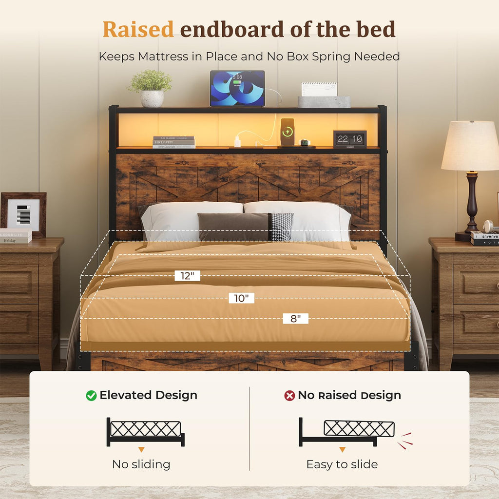 Twin Metal Bed Frame with Storage Headboard G4583