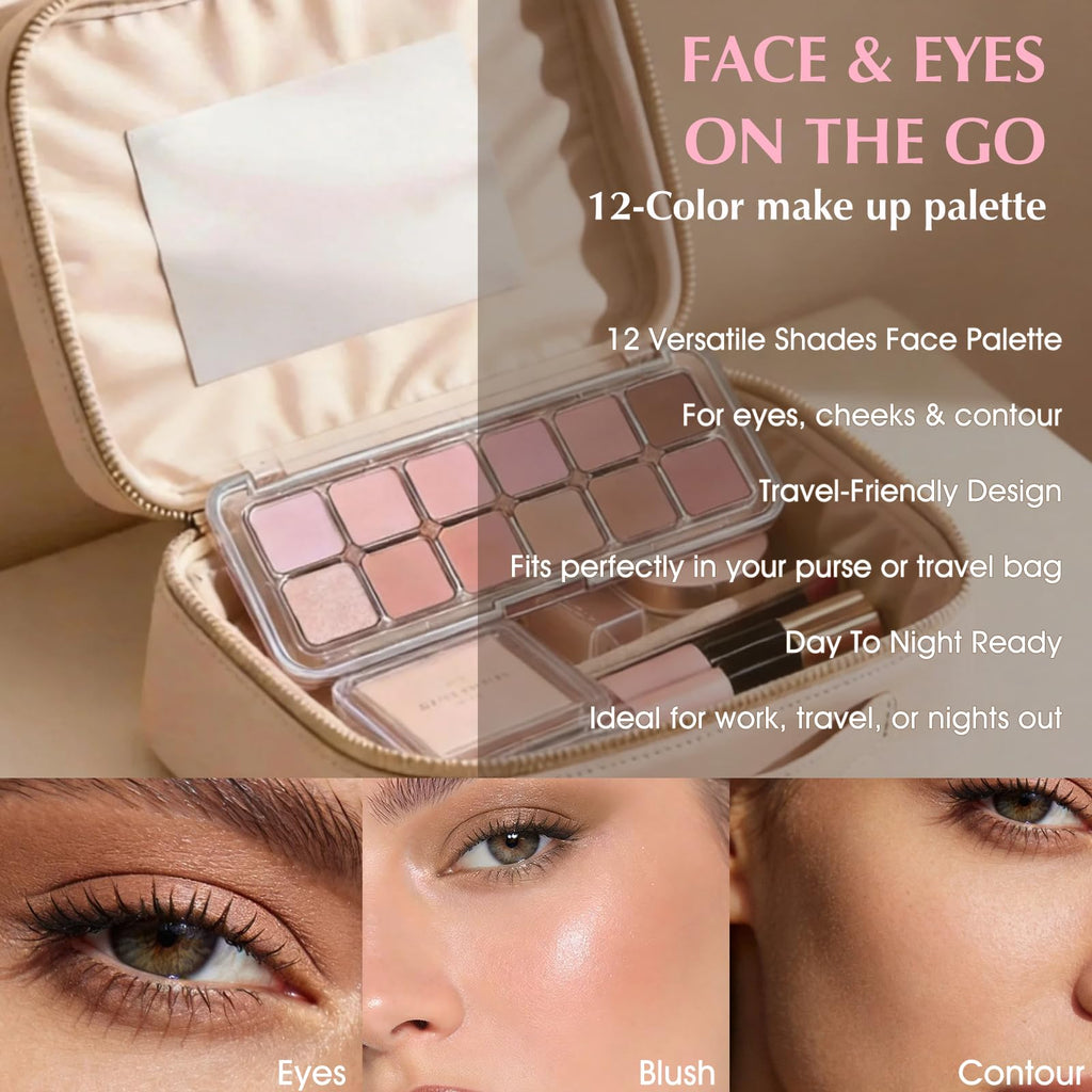 Mauve Pink Grey Brown Matte Eyeshadow Palette with Brush Q7417