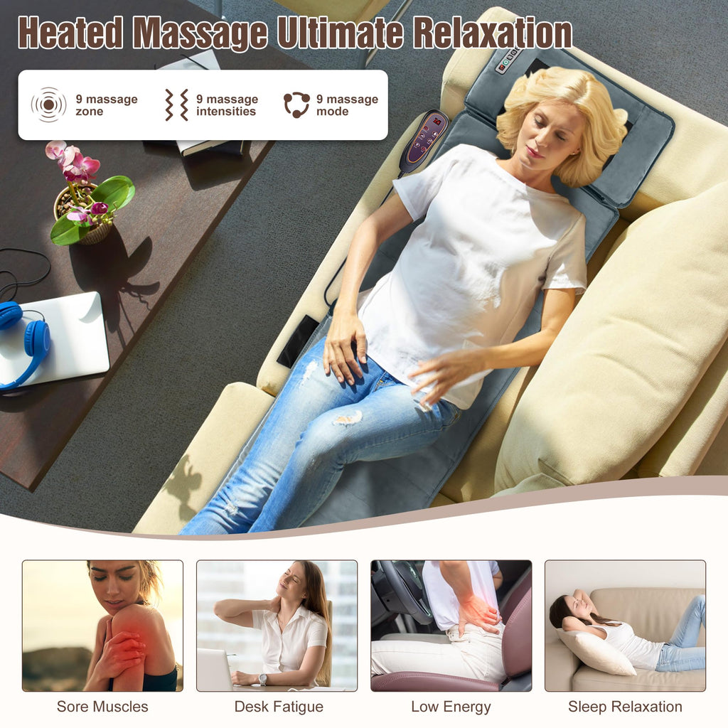 Full Body Massage Mat with Heat, 10 Motors, 9 Modes N2948