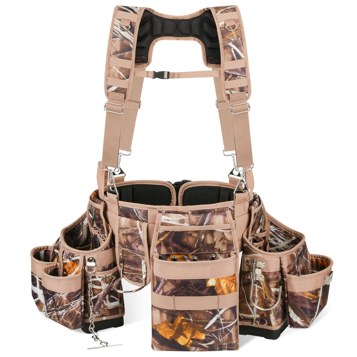 Camo 7 Piece Tool Belts with Suspenders and Pouches S7782