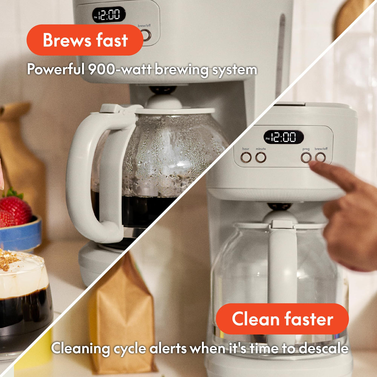 12-Cup Programmable Coffee Maker with Glass Carafe F745682