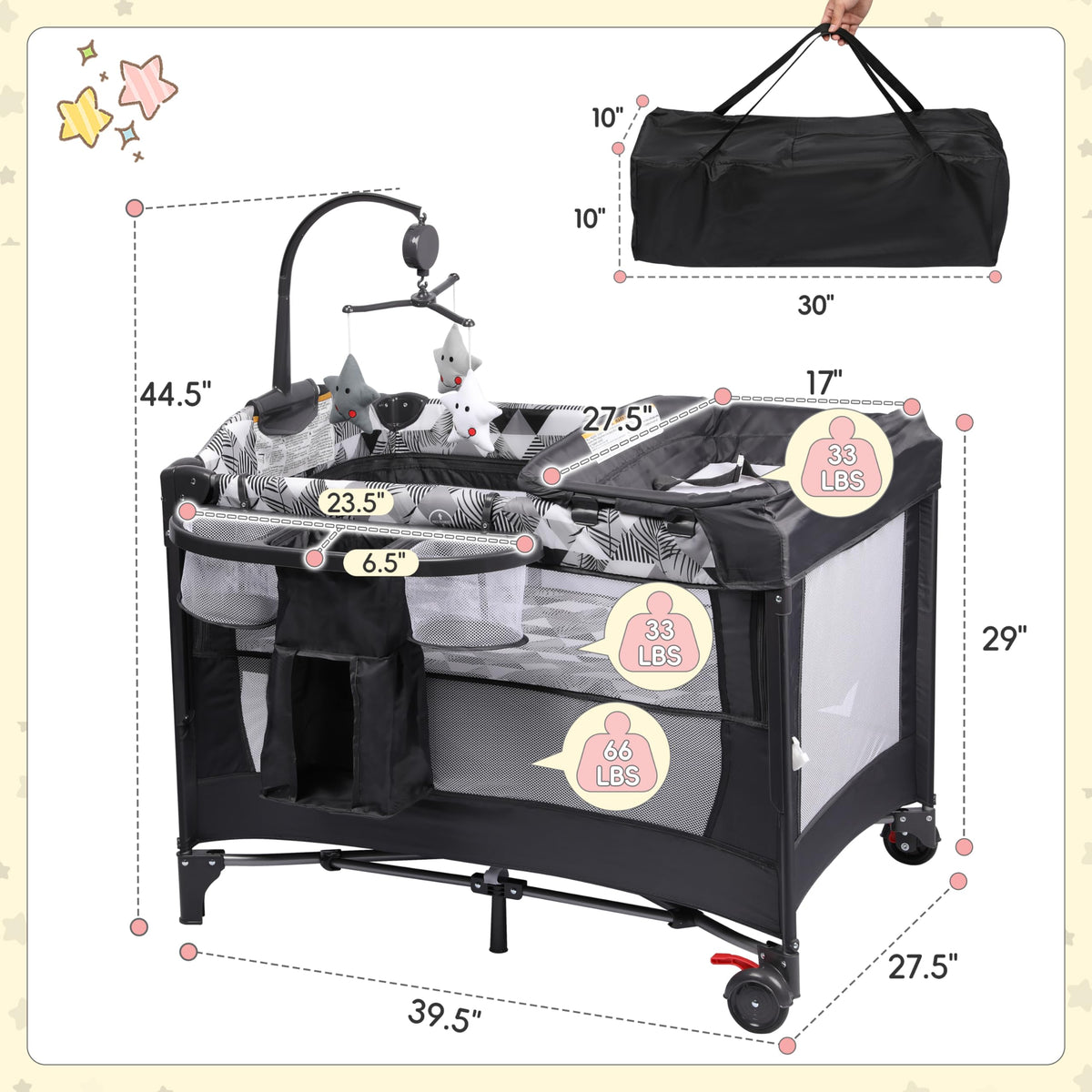 5-in-1 Baby Bassinet Bedside Sleeper with Changing Table E984891