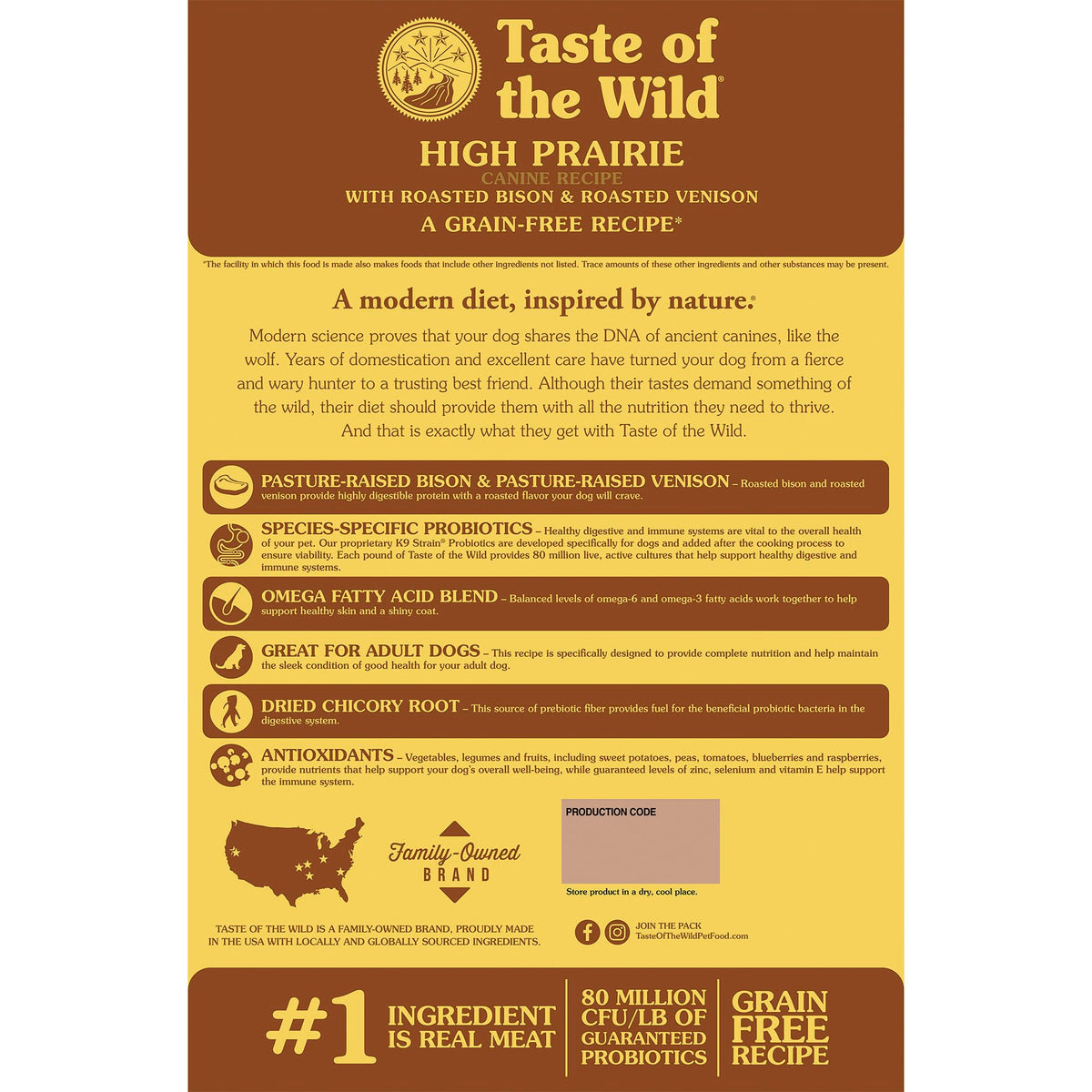High Prairie Adult Dry Dog Food Roasted Bison 28lb R8727