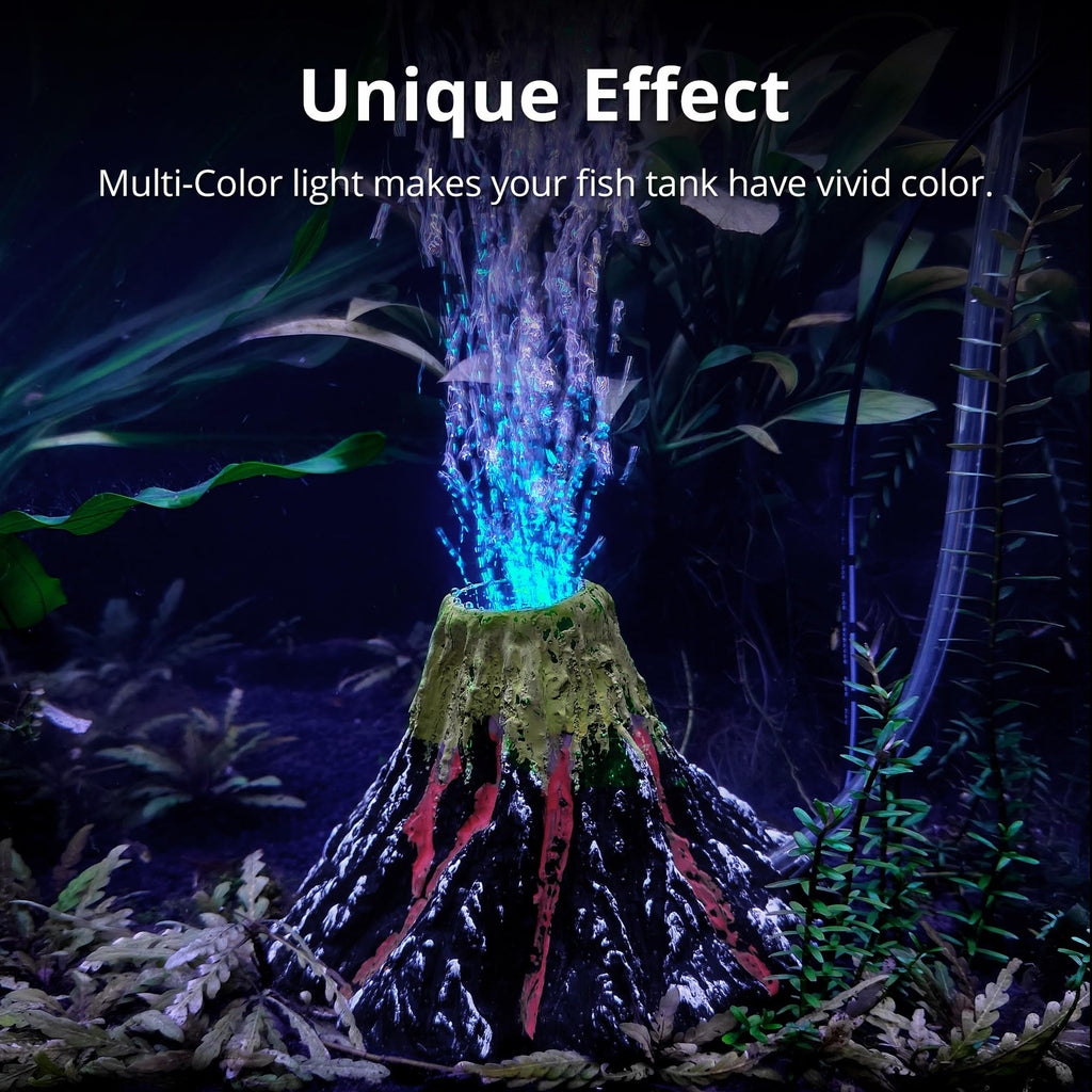 Aquarium Bubbler Decoration LED Volcano Ornament F843314