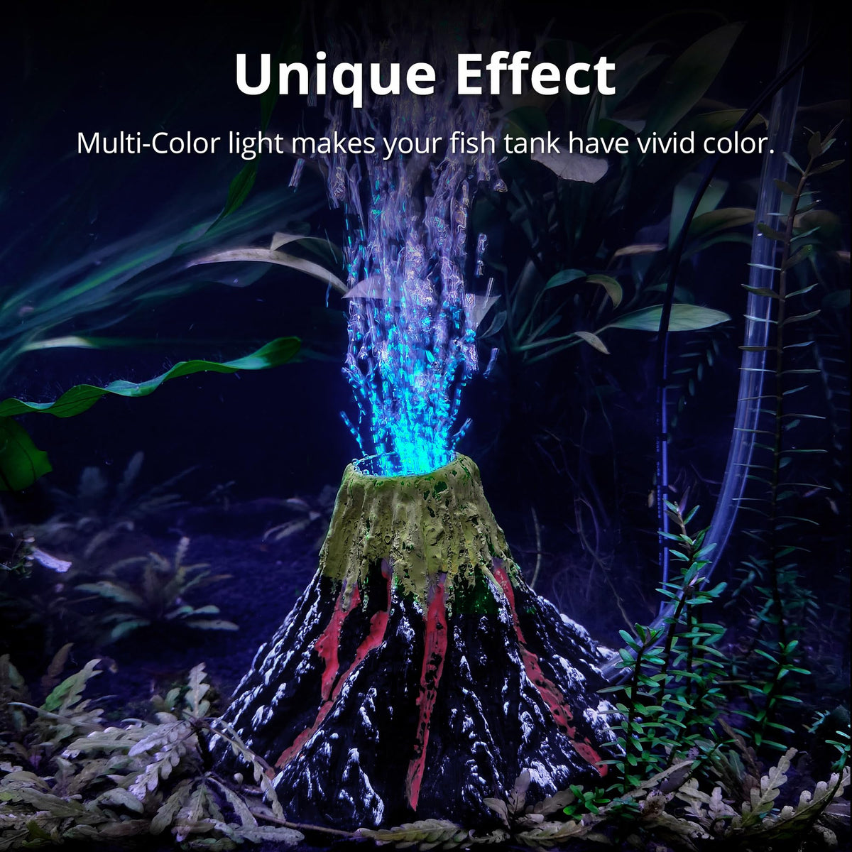 Aquarium Bubbler Decoration LED Volcano Ornament F843314