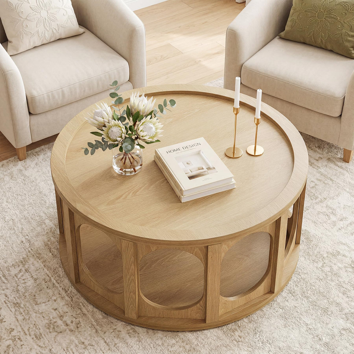 Round Coffee Table with Storage P1303