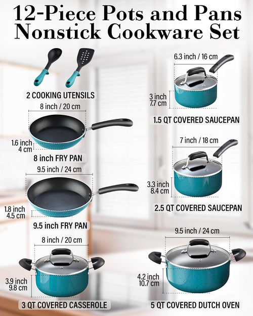 12-Piece Nonstick Induction Compatible Cookware Set M450366