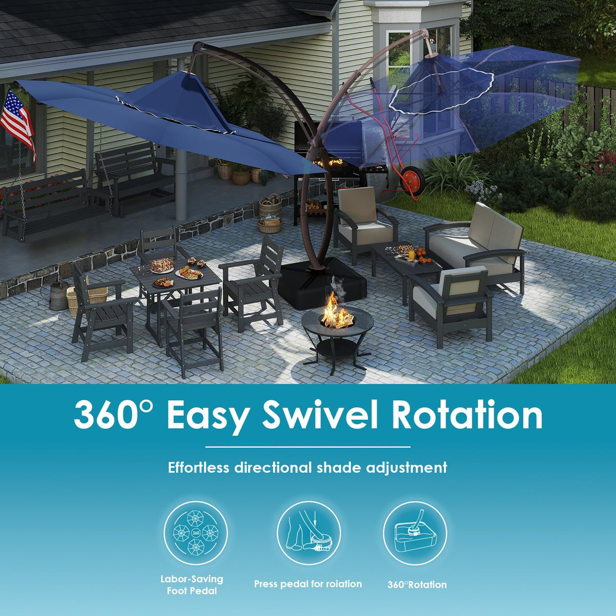 11-FT Patio Offset Cantilever Umbrella with Base I5975