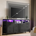 Black 10 Drawer Fabric Dresser with LED Lights & Charging Ports H293