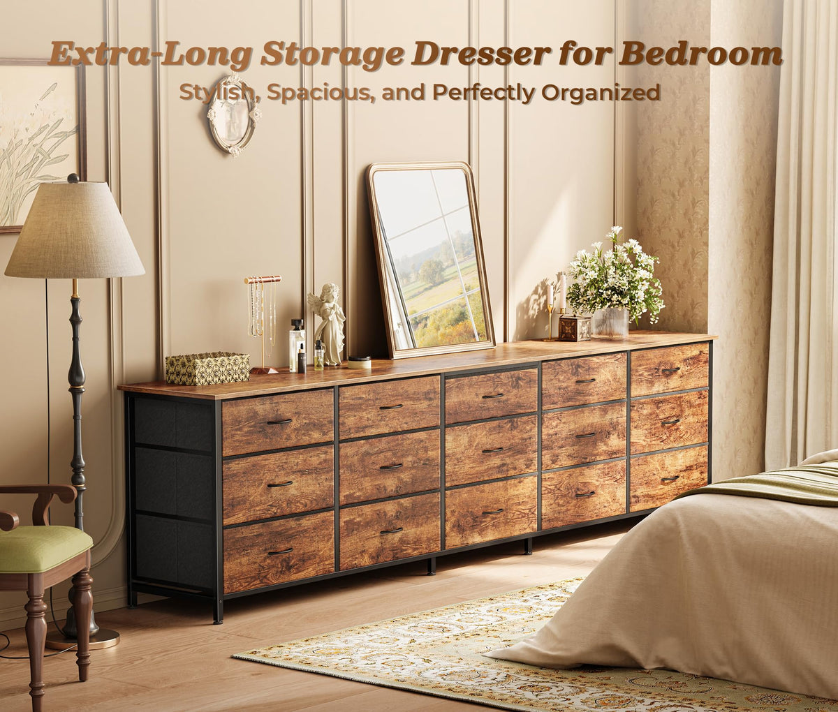 78.7 inch 15 Drawer Fabric Dresser N199