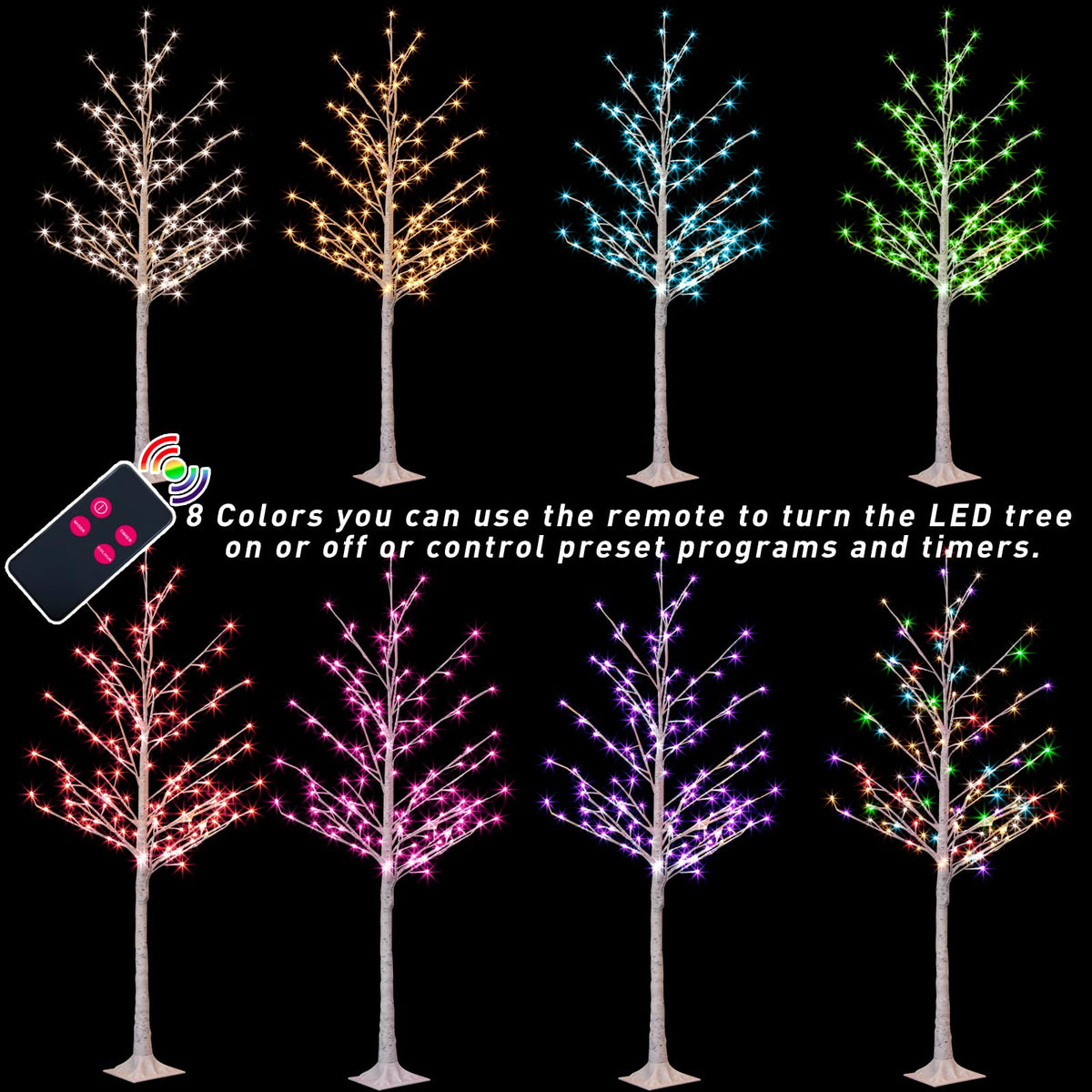 Multicolor Lighted Birch Tree 6FT S305751