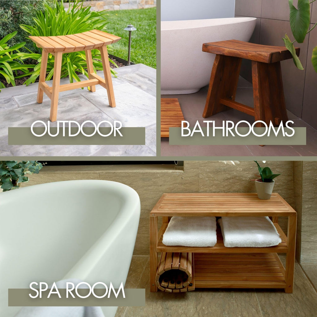 Teak Wood Shower and Bath Stool E583843