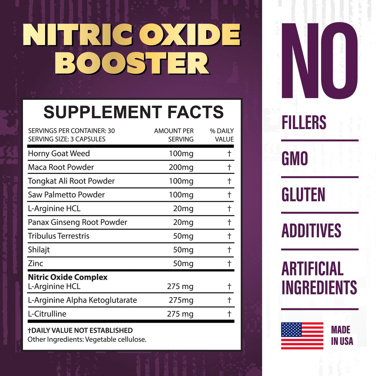 L-Arginine L-Citrulline Nitric Oxide Supplement 90 Capsules N84420
