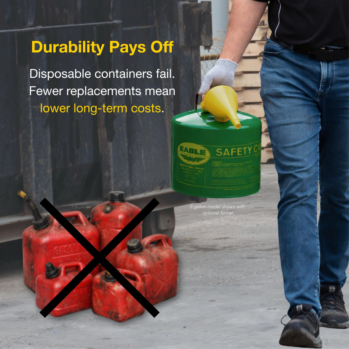 5 Gallon Type I Green Safety Gas Can N577