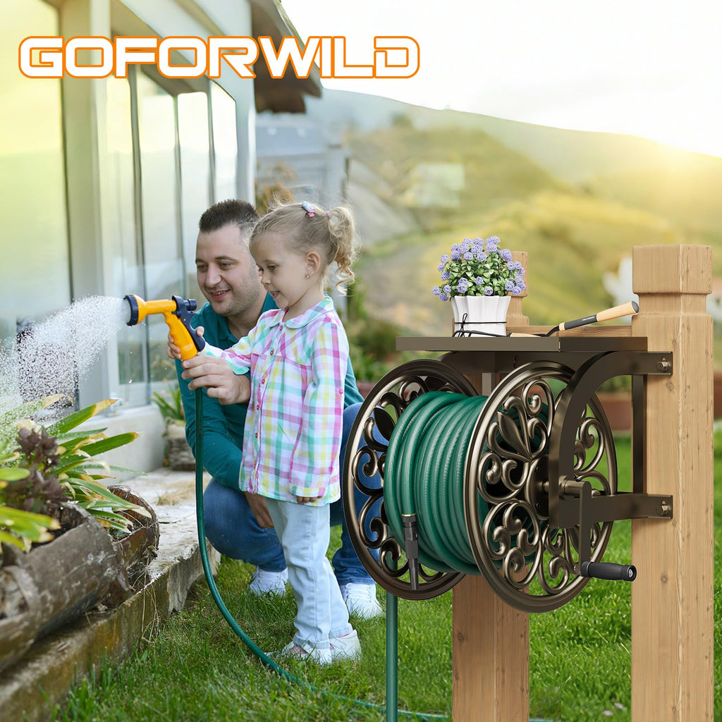 Wall Mount Garden Hose Reel, Holds 200-Feet of 5/8-Inch Hose H38187