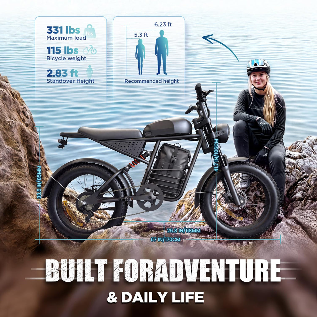 1000W Electric Bike 48V 15Ah 20" Fat Tire 7-Speed V268