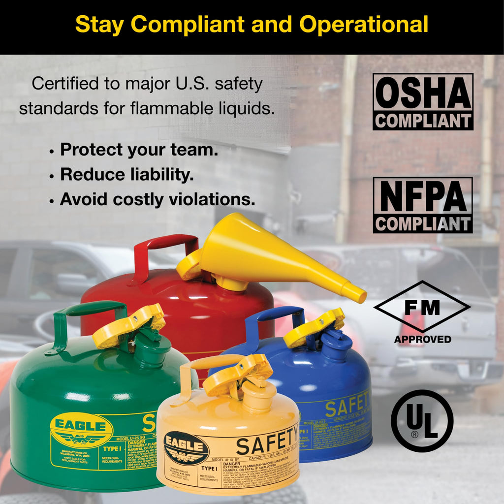 5 Gallon Type I Green Safety Gas Can N577