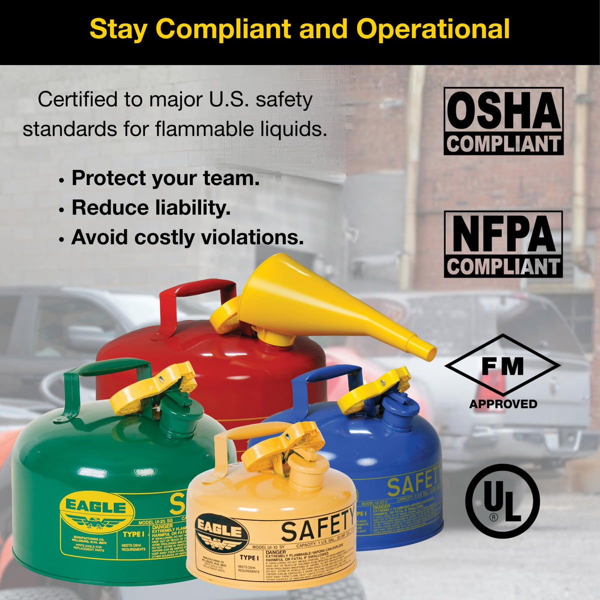 5 Gallon Type I Green Safety Gas Can N577