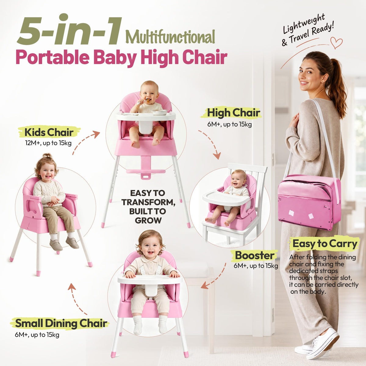 5 in 1 Foldable Baby High Chair G265