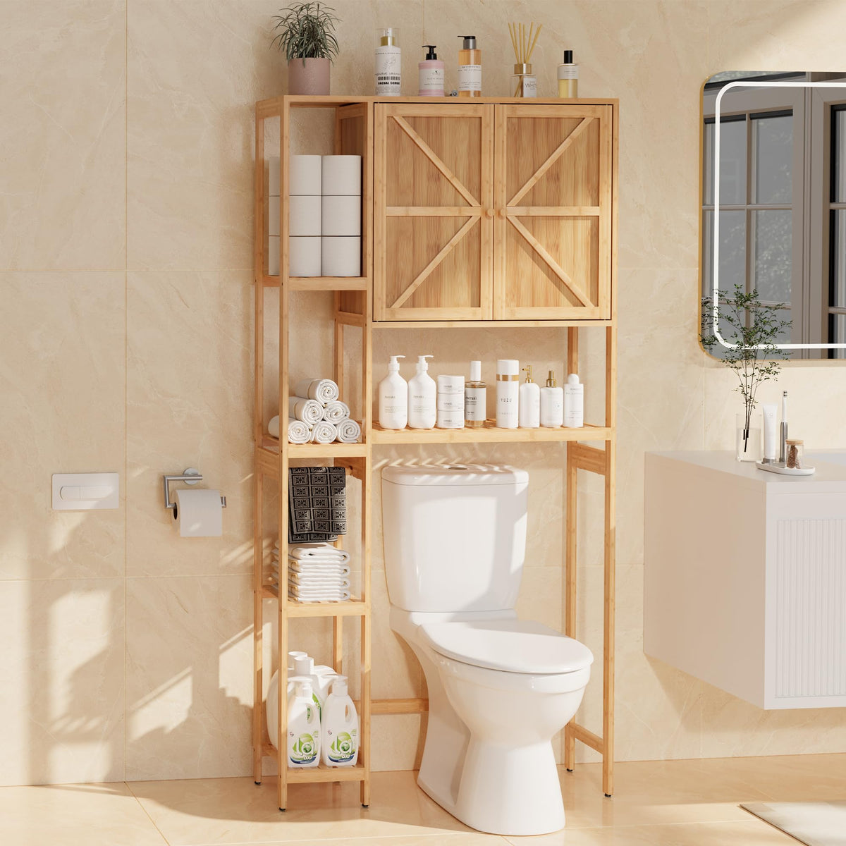 Bamboo Over-the-Toilet Storage Cabinet with Shelves F357