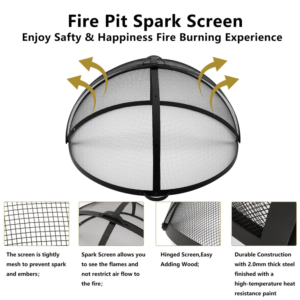 32" Round Fire Pit Spark Screen Cover with Door A7817